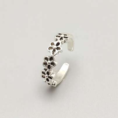 Flower Decor Cuff Ring