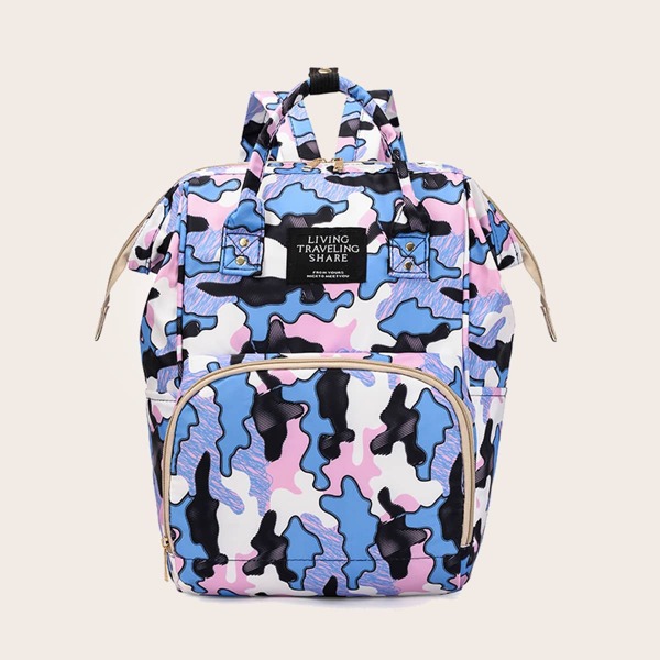 

Graphic Print Functional Backpack, Multicolor