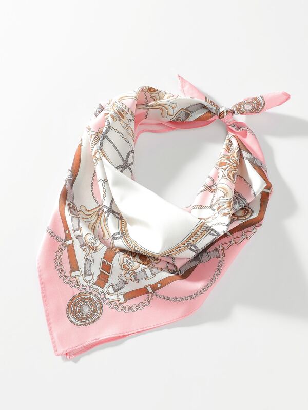 1pc Women's Chain Print Square Headscarf/Headband, Beach/Holiday Accessory Hair Band Turban Headband Sweatband, Hairband Fall Winter Hair Accessories For Women For Vacation Outfits Woman Women Bandanas Soft Headwrap