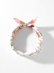 1 pieza Pañuelo/diadema cuadrado con estampado de cadena para mujer, accesorio de playa/vacaciones, banda para el cabello, turbante, diadema, sudadera, accesorios para el cabello de otoño e invierno para mujer para atuendos de vacaciones, pañuelos suaves para mujer - Multicolor - Ver 2