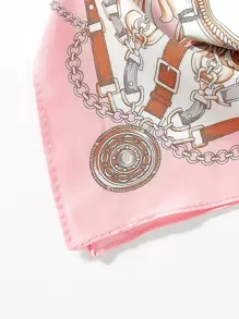 1 pieza Pañuelo/diadema cuadrado con estampado de cadena para mujer, accesorio de playa/vacaciones, banda para el cabello, turbante, diadema, sudadera, accesorios para el cabello de otoño e invierno para mujer para atuendos de vacaciones, pañuelos suaves para mujer - Multicolor - Ver 4