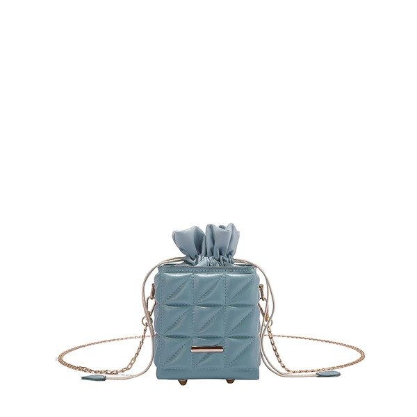 

Quilted Drawstring Design Chain Crossbody Bag, Blue