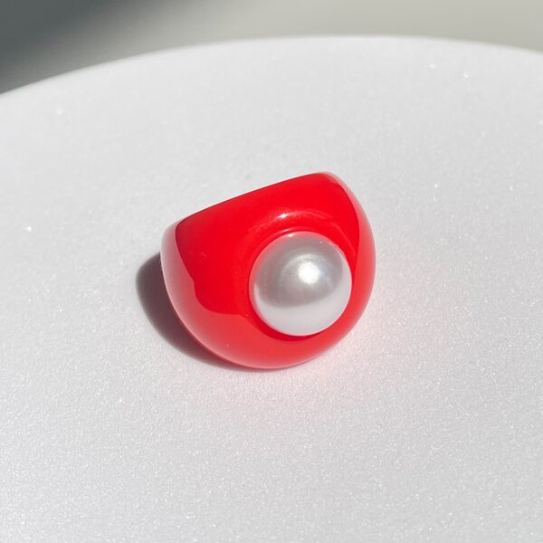 

Faux Pearl Decor Ring, Red