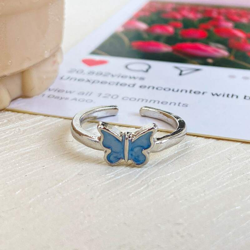 

1pc Butterfly Cuff Ring, Blue