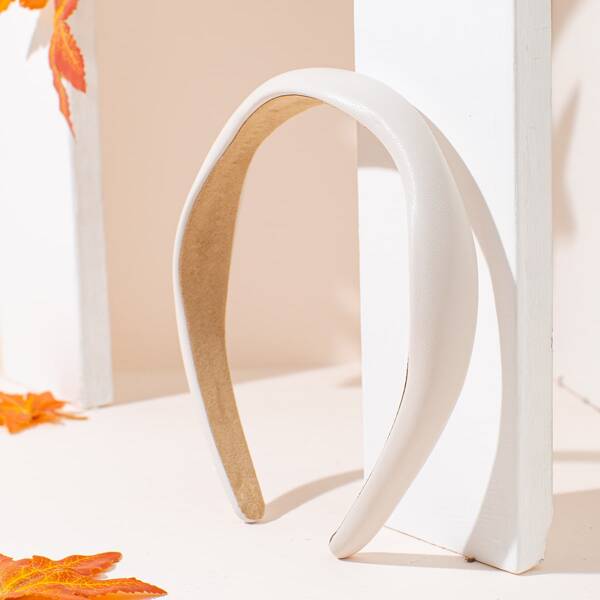 

PU Leather Wide Headband, White