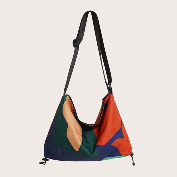 

Colorblock Drawstring Design Crossbody Bag, Multicolor