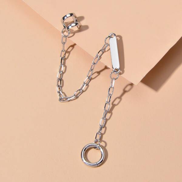 

1pc Chain Decor Earring, Silver