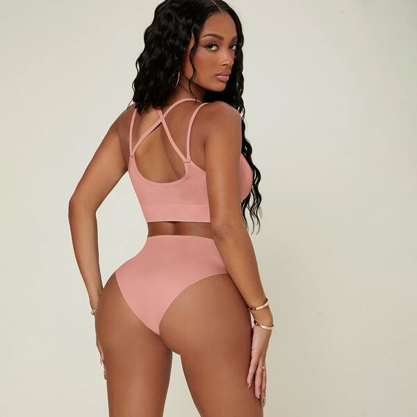 

Seamless Cross Back Bra, Pink