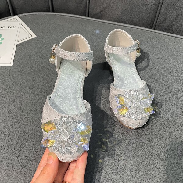 

Toddler Girls Gemstone Decor Textured Flats, Silver