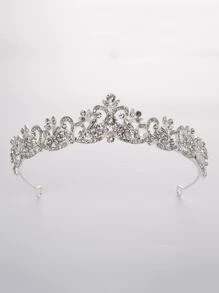 Diadema con diamante de imitación con diseño de corona - Plateado - Ver 1