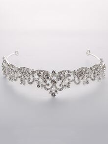 Diadema con diamante de imitación con diseño de corona - Plateado - Ver 2