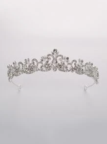 Diadema con diamante de imitación con diseño de corona - Plateado - Ver 3