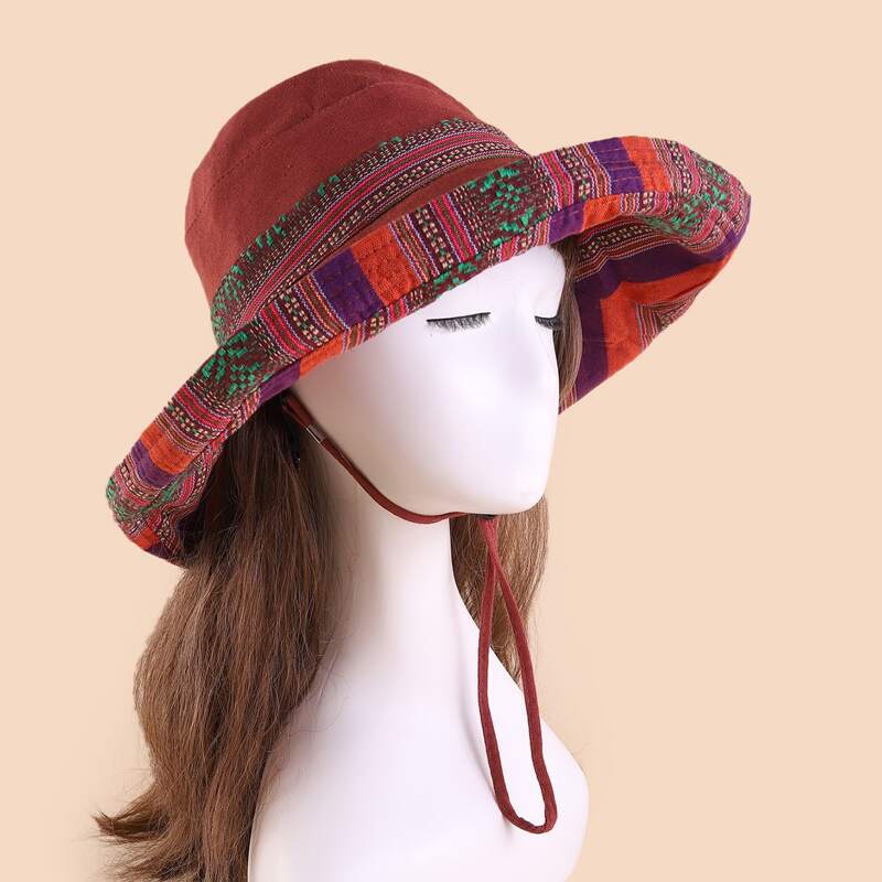 

Striped Print Hat, Rust brown