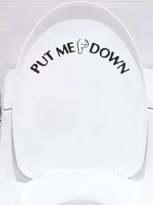 Slogan Graphic Toilet Sticker, Black PVC Waterproof Toilet Decal For Bathroom, Stickers, Wall Decal, Vinyl Decal For Home Decorations, Spring Decoration Items Refresh Your Home, Rama Decoration Stickers Gifts Birthday Graduation - Black - View 1