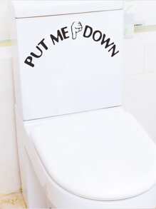 Slogan Graphic Toilet Sticker, Black PVC Waterproof Toilet Decal For Bathroom, Stickers, Wall Decal, Vinyl Decal For Home Decorations, Spring Decoration Items Refresh Your Home, Rama Decoration Stickers Gifts Birthday Graduation - Black - View 3