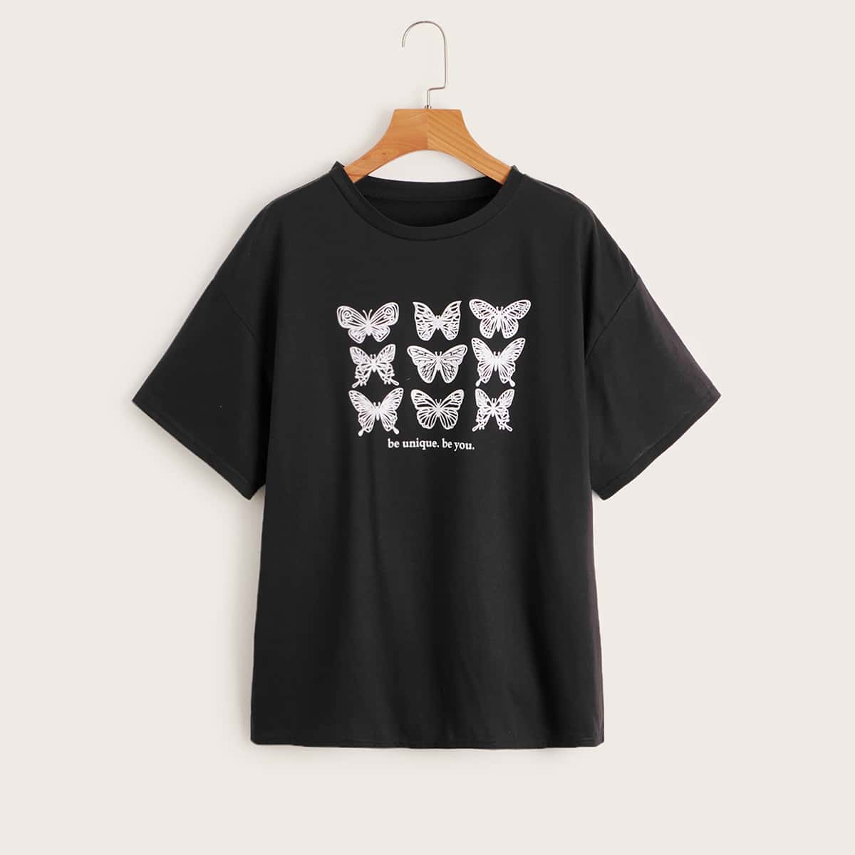 

Letter Butterfly Graphic Tee, Grey