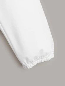 Sudadera corta bajo con cordón con estampado de cara sonriente - Blanco - Ver 3