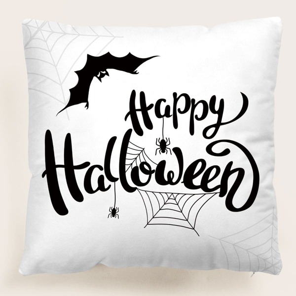 

Halloween Pattern Cushion Cover Without Filler, Black and white