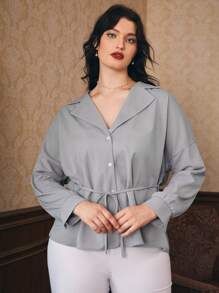 SHEIN Unity جواكيت حجم كبير بربطة أمامية بازرارأمامية الصاف كاجوال