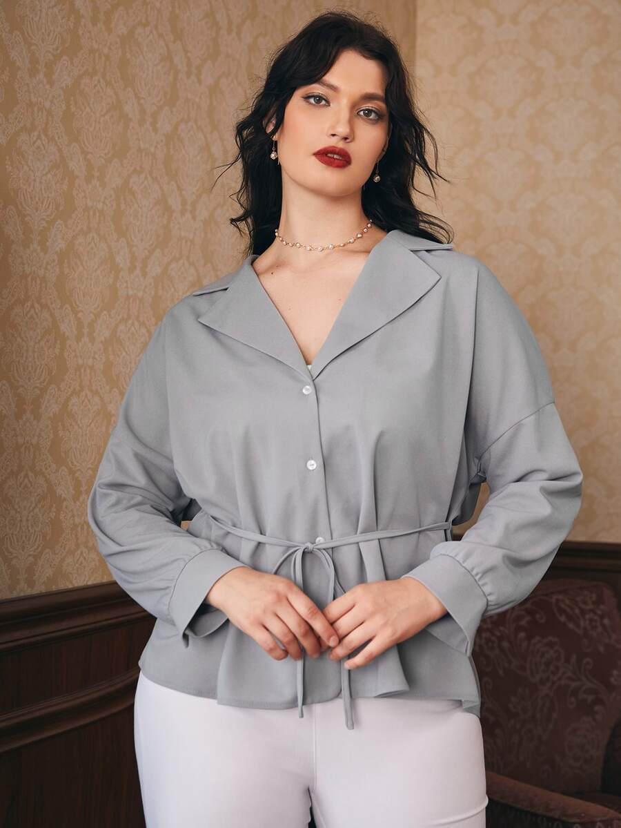 SHEIN Unity جواكيت حجم كبير بربطة أمامية بازرارأمامية الصاف كاجوال