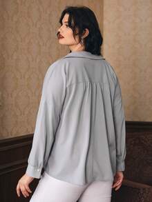 SHEIN Unity جواكيت حجم كبير بربطة أمامية بازرارأمامية الصاف كاجوال