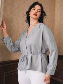 SHEIN Unity جواكيت حجم كبير بربطة أمامية بازرارأمامية الصاف كاجوال