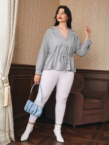 SHEIN Unity جواكيت حجم كبير بربطة أمامية بازرارأمامية الصاف كاجوال