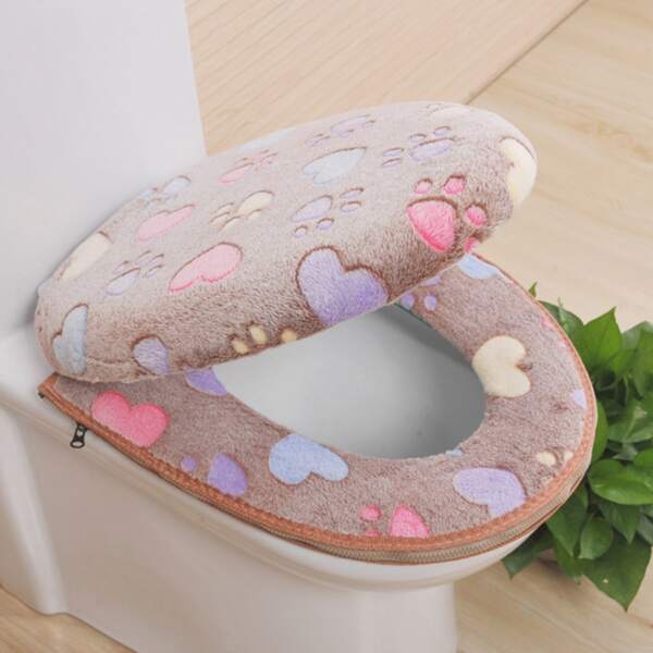 

2pcs Heart Print Closestool Seat Cover, Multicolor
