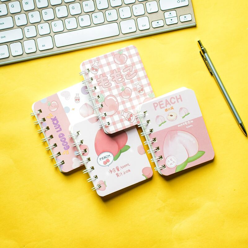 

1pc Peach Print Cover Random Spiral Notebook, Multicolor