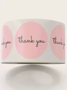 500pcs Slogan Graphic Gift Sticker, Round Gift Sealing Sticker For Party - Pink - View 2