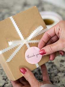 500pcs Slogan Graphic Gift Sticker, Round Gift Sealing Sticker For Party - Pink - View 5