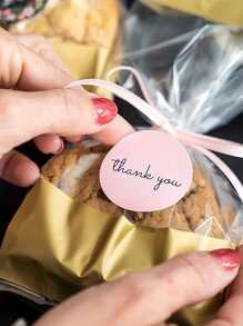 500pcs Slogan Graphic Gift Sticker, Round Gift Sealing Sticker For Party - Pink - View 6