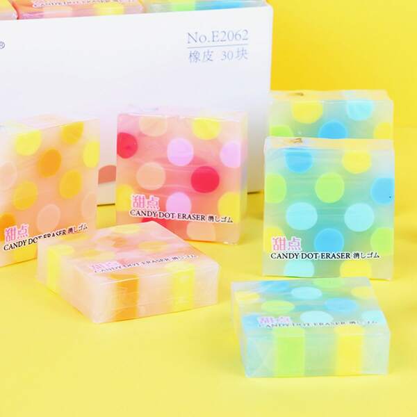 

2pcs Polka Dot Pattern Random Eraser, Multicolor