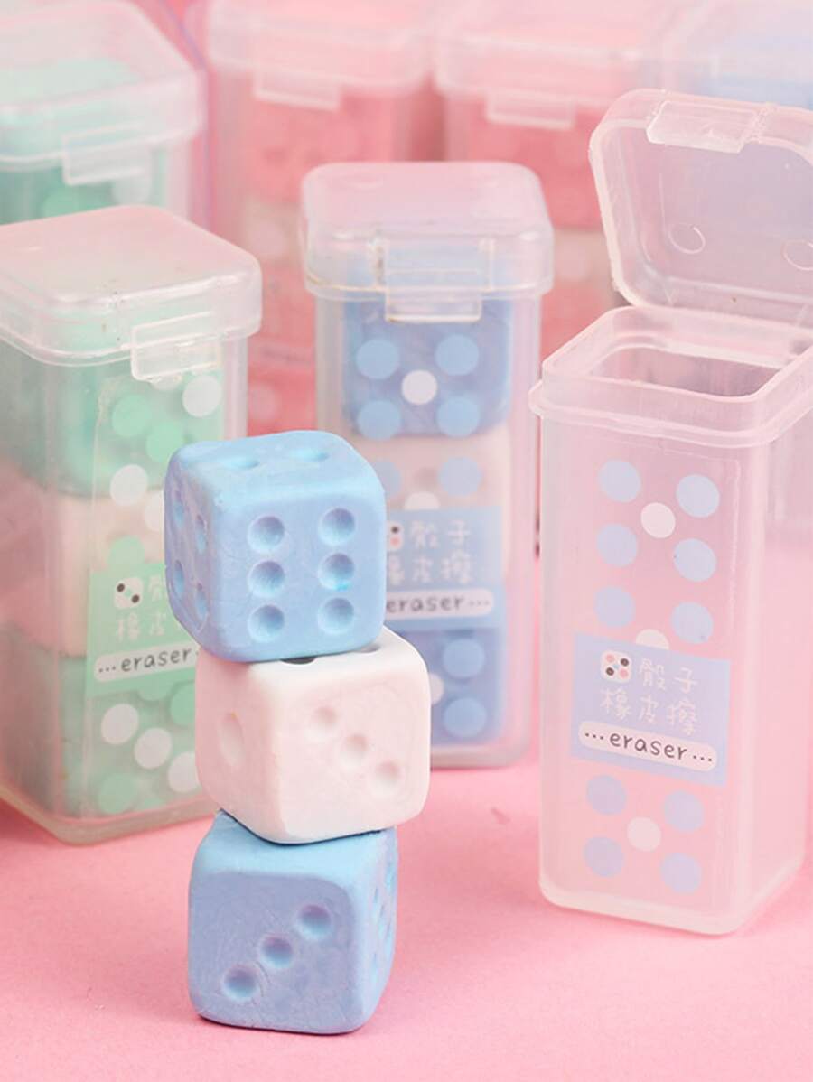 3pcs Dice Shaped Random Color Eraser SHEIN USA
