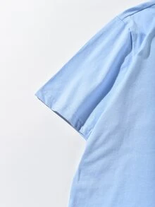 Hombres Camiseta con estampado de letra y astronauta - Celeste - Ver 7