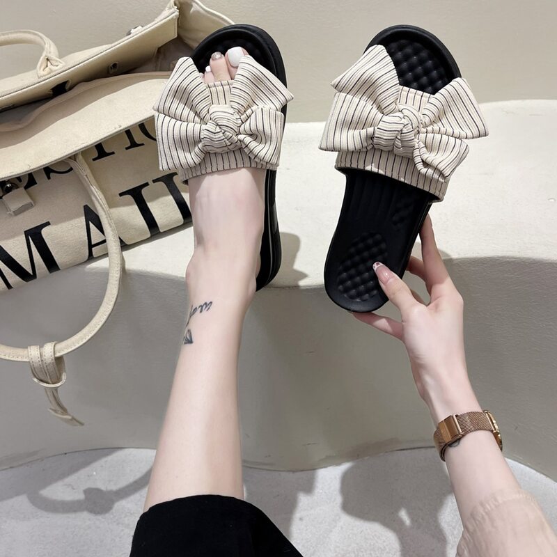 

Bow Decor Platform Sandals, Beige