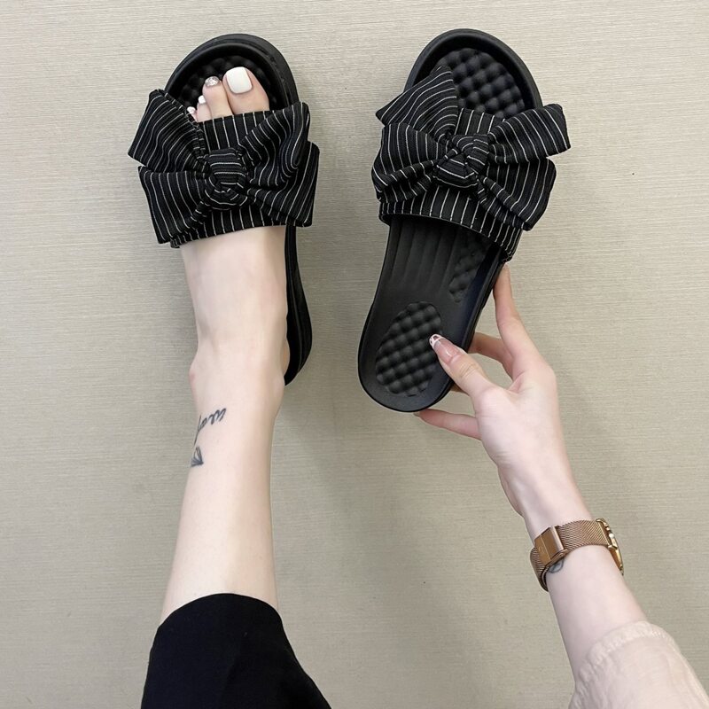 

Bow Decor Platform Sandals, Black