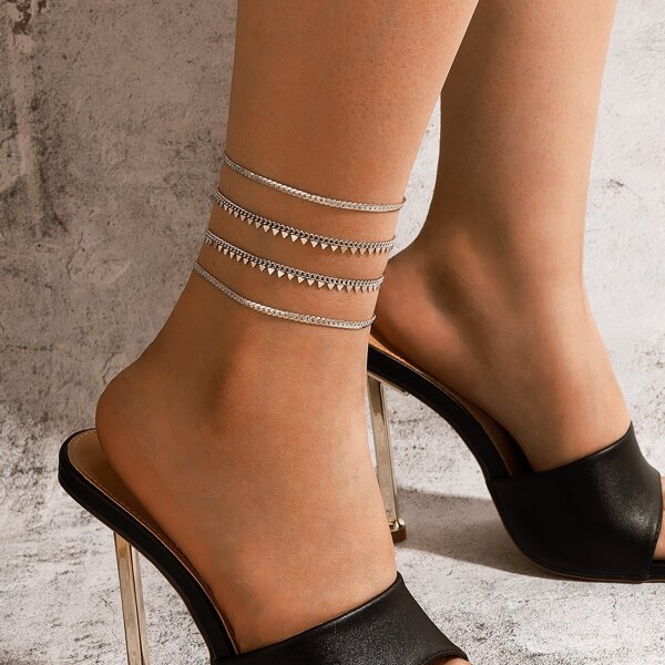 

4pcs Minimalist Anklet, Silver
