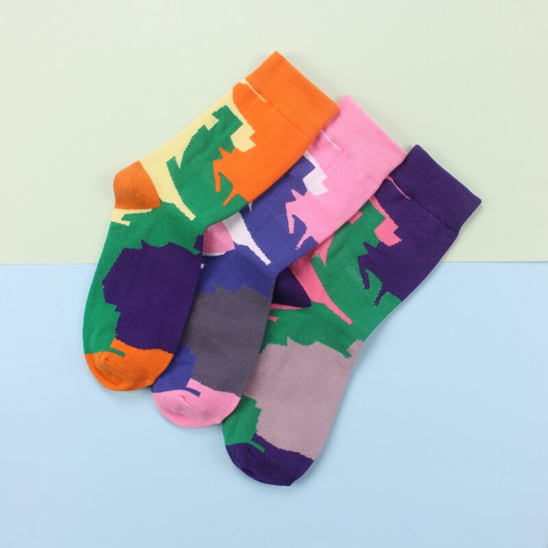 

3pairs Colorblock Crew Socks, Multicolor