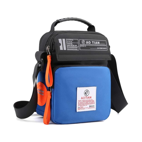 

Men Colorblock Letter Patch Crossbody Bag, Blue