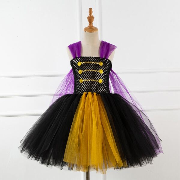 

Toddler Girls Colorblock Mesh Hem Halloween Costume Party Dress, Multicolor