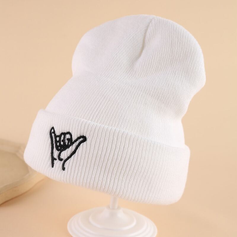 

Guys Graphic Embroidery Knit Hat, White