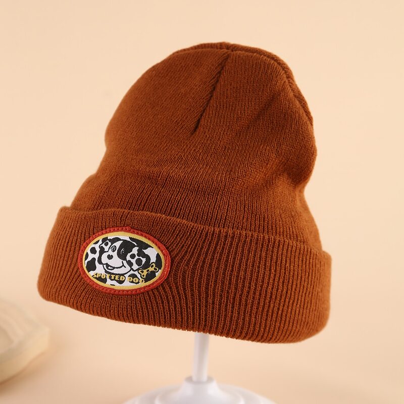 

Guys Dog Pattern Knit Hat, Brown