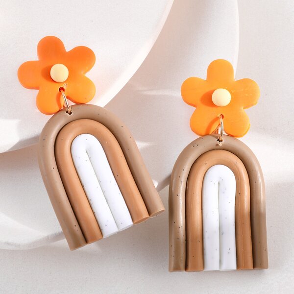 

Girls Flower Decor Drop Earrings, Multicolor