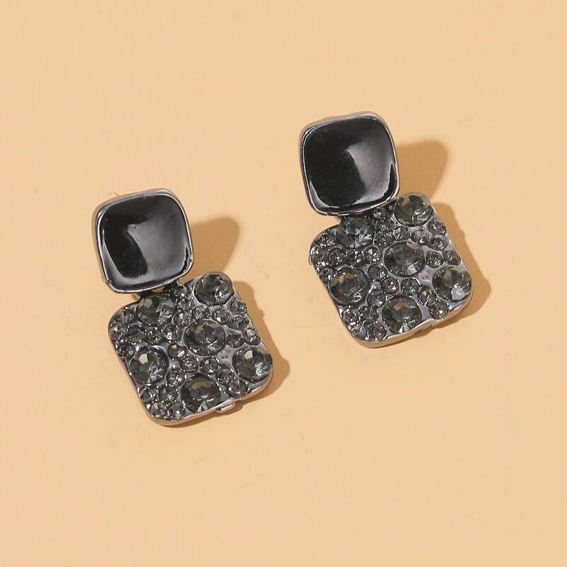 

Rhinestone Drop Earrings, Black