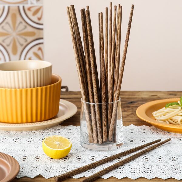 

10pairs Wooden Chopsticks, Coffee brown
