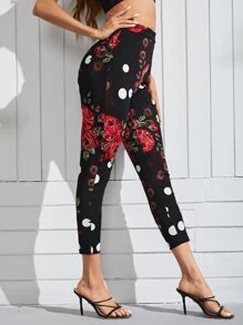 SHEIN 花卉和圓點印花七分褲 - 彩色 - 查看 4