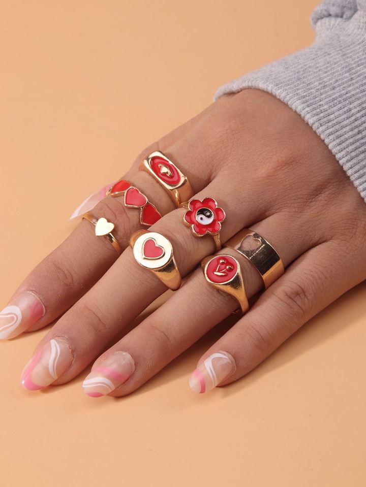 Is That The New 7pcs Heart Decor Ring ??| ROMWE CANADA