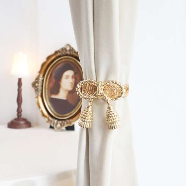 

1pc Spring Bow Curtain Buckle, Gold