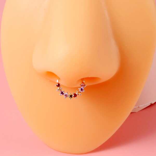 

Colorful Zircon Decor Nose Ring, Multicolor